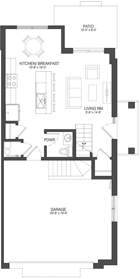 a floor plan of a small house with a bedroom and a living room